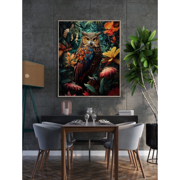 Kleurrijke Uil in de jungle - Afbeelding 4