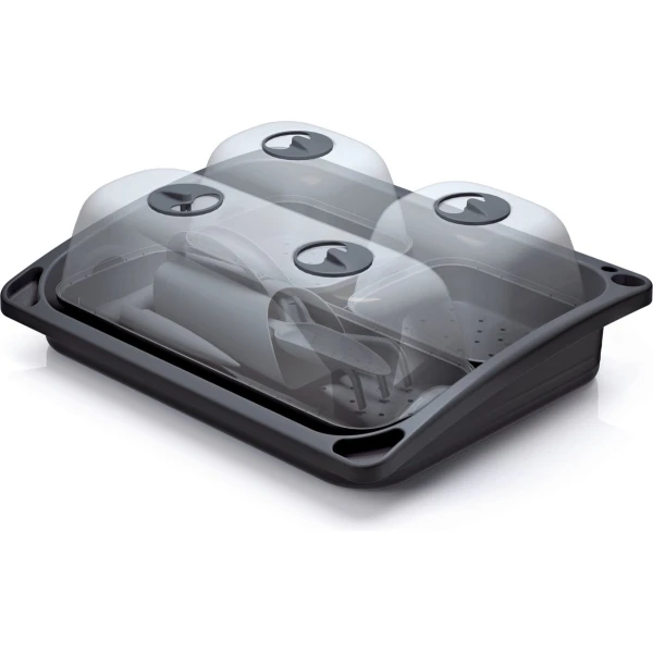 Kweekbak/kweekkast starter set antraciet grijs met tuingereedschap - 14-delig - 57 x 46 x 19 cm - Propagator/Moestuinbak