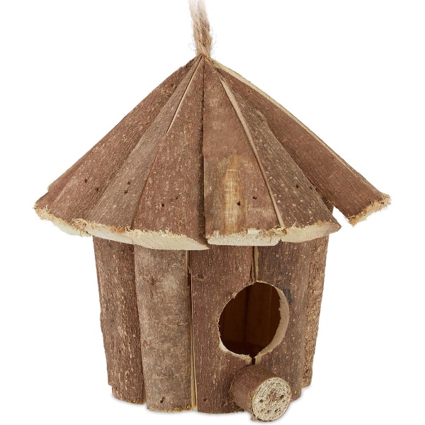 Relaxdays decoratie vogelhuisje - hout - vogelhuis- nestkast - houten huisje - voor tuin