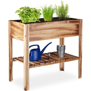 Relaxdays moestuinbak op poten - opbergruimte - 80 x 88 x 43,5 cm - buiten - hout