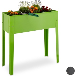 Relaxdays moestuinbak van metaal - met poten - balkon - smalle kweektafel - 80,5 x 81,5 x 31 cm - grijs
