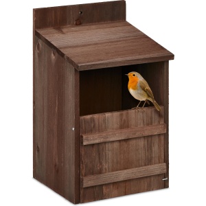 Relaxdays nestkast halfopen - met klep - voor roodborst - kwikstaart - hangend