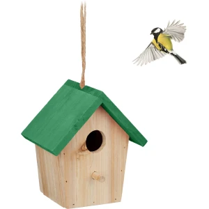Relaxdays vogelhuisje decoratie - hangend - 16 x 15 x 11 cm - hout