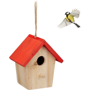 Relaxdays vogelhuisje decoratie - hangend - 16 x 15 x 11 cm - hout