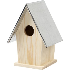 Vogelhuis met zinken dak, afm 13,5x11x19 cm, gatgrootte 32 mm, 1 stuk, grenen